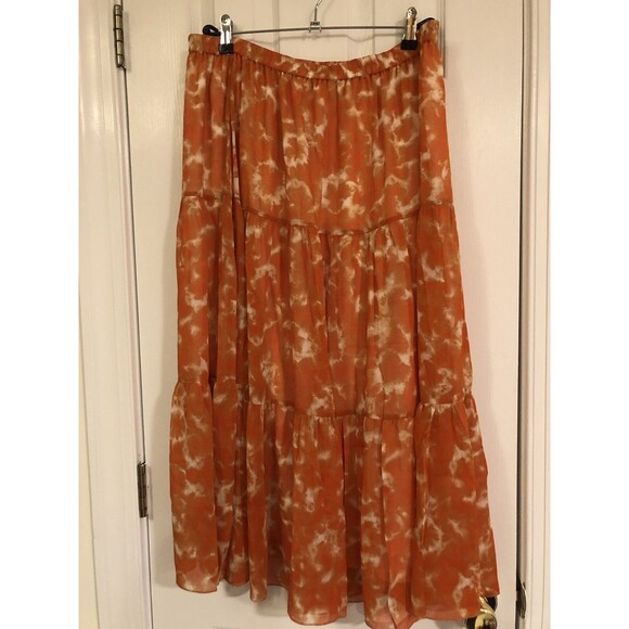 Linea by Louis Dell'Olio - Tie Dye Boho Skirt - Orange Large L - Picture 2 of 3